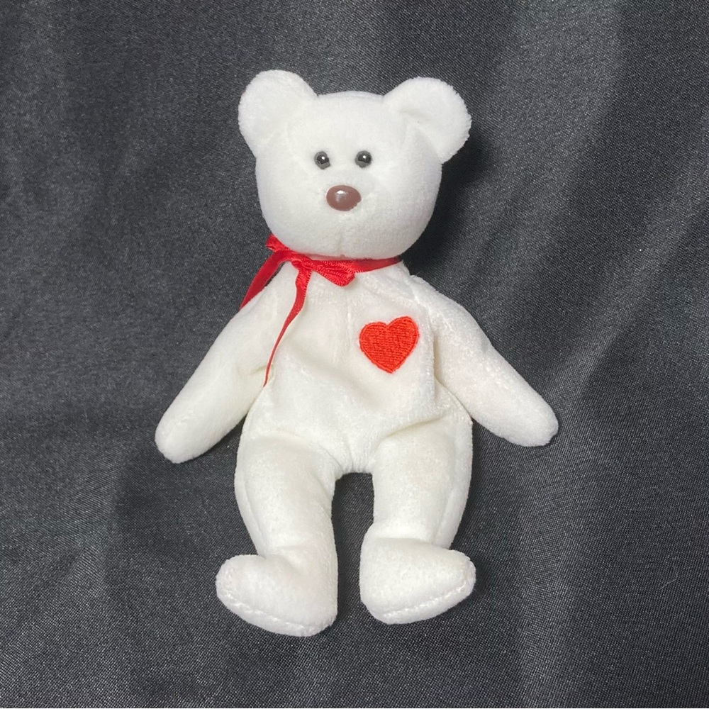 ⭐️ Vintage 1993 Valentino The White Bear Brown Nose Ty Beanie Baby